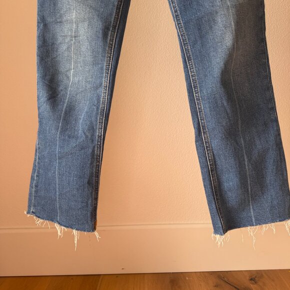 ZARA Beamy Blue Raw Hem Flare Jeans | Size 4 / 36 | High Waist | Rare Wash - Picture 9 of 14